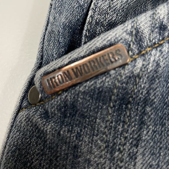 Bilt 0398 Iron Workers Jeans Mens 32x31 Blue Double Knee Padded Motorcycle Work - Picture 6 of 16